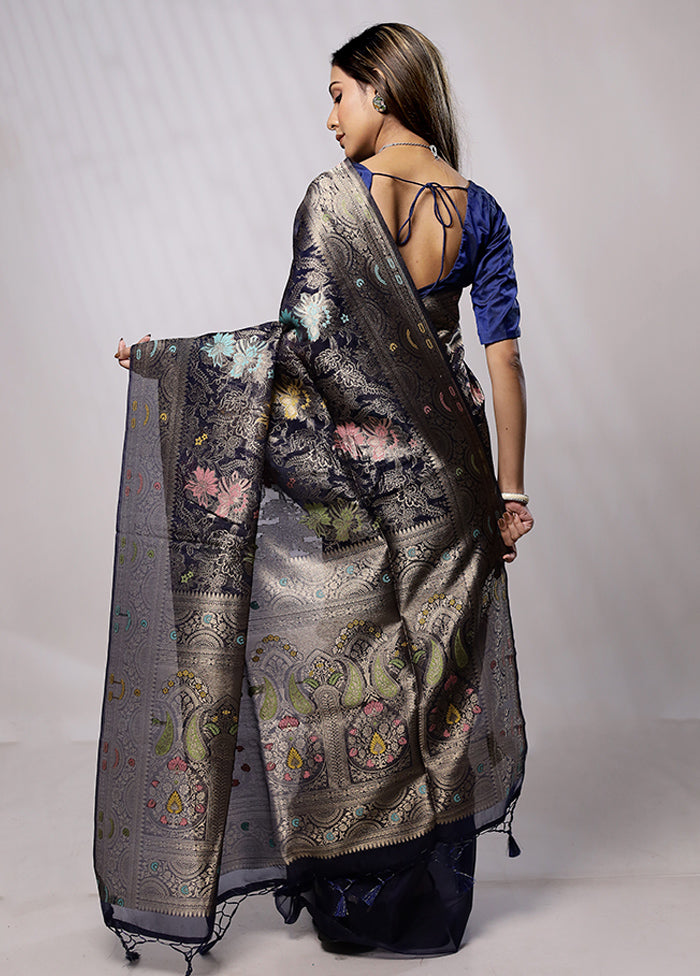 Black Organza Saree With Blouse Piece - Indian Silk House Agencies