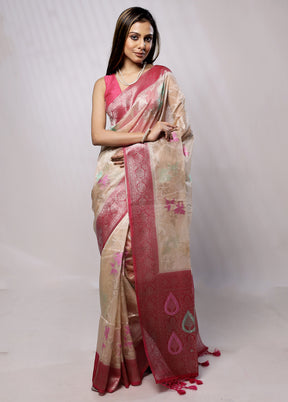 Cream Organza Saree With Blouse Piece - Indian Silk House Agencies