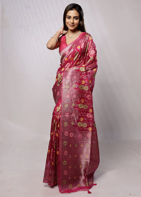 Pink Organza Saree With Blouse Piece - Indian Silk House Agencies