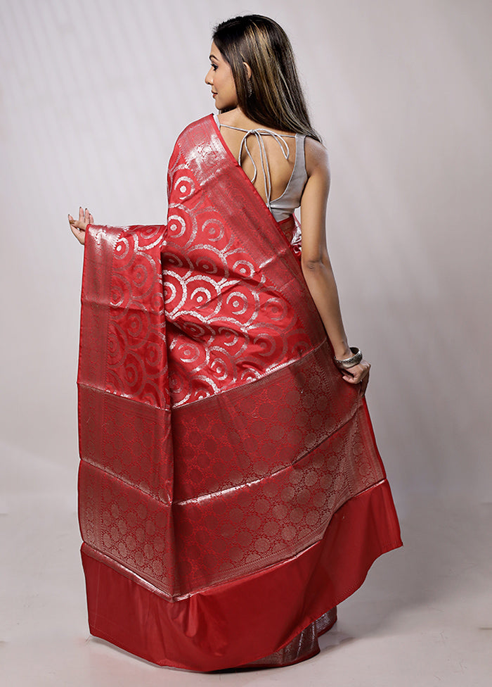 Red Kora Silk Saree With Blouse Piece