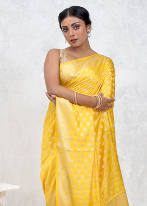 Yellow Pure Cotton Saree Without Blouse Piece - Indian Silk House Agencies