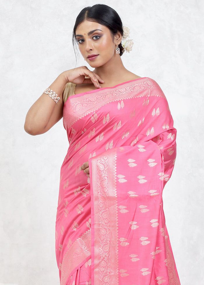 Pink Pure Cotton Saree Without Blouse Piece