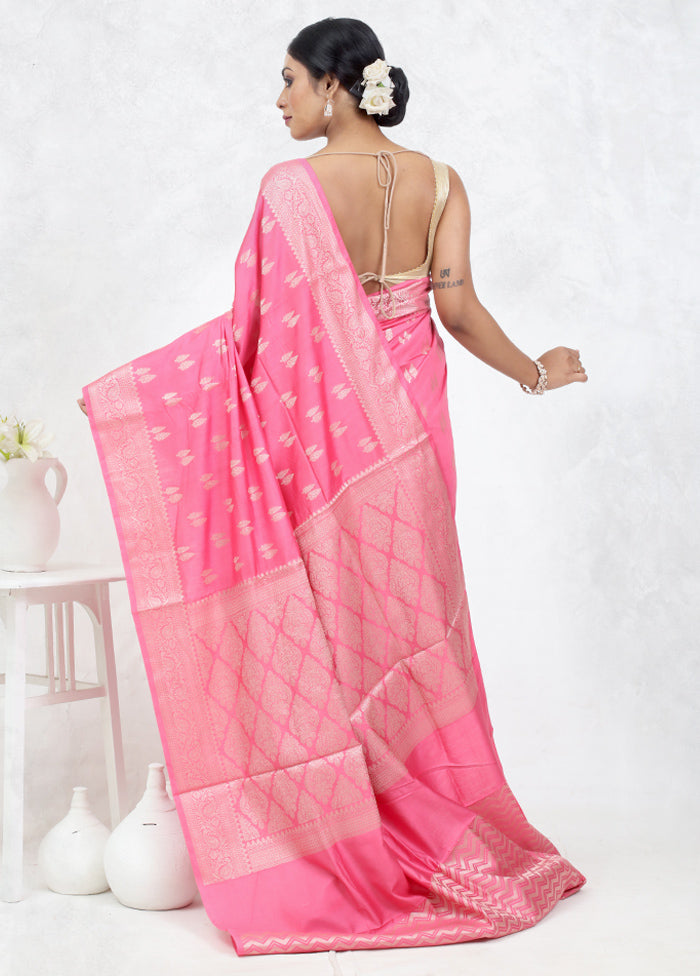 Pink Pure Cotton Saree Without Blouse Piece - Indian Silk House Agencies
