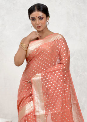 Pink Pure Cotton Saree Without Blouse Piece - Indian Silk House Agencies