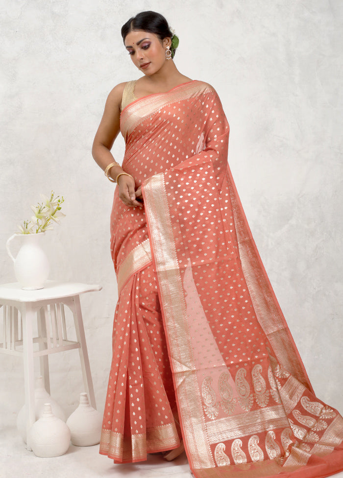 Pink Pure Cotton Saree Without Blouse Piece - Indian Silk House Agencies