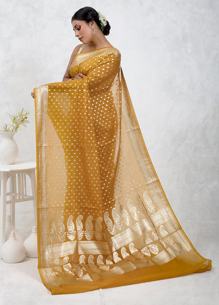 Yellow Pure Cotton Saree Without Blouse Piece - Indian Silk House Agencies