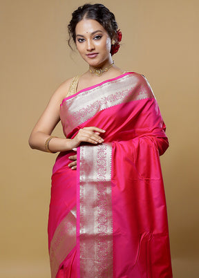 Pink Kanjivaram Silk Saree With Blouse Piece