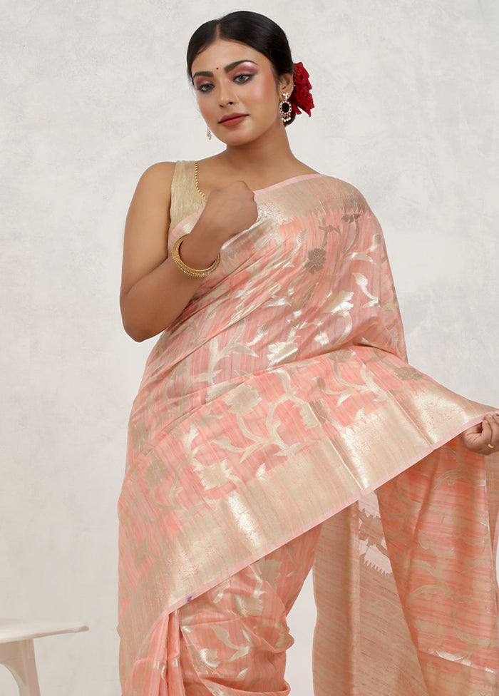 Pink Kora Silk Saree Without Blouse Piece - Indian Silk House Agencies