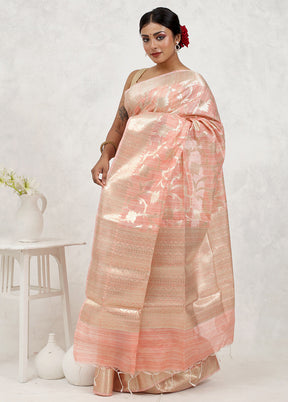 Pink Kora Silk Saree Without Blouse Piece - Indian Silk House Agencies