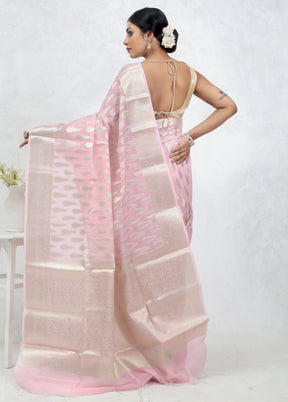 Pink Kora Silk Saree Without Blouse Piece - Indian Silk House Agencies