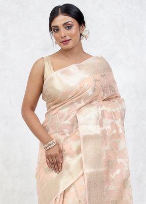 Pink Kora Silk Saree Without Blouse Piece - Indian Silk House Agencies