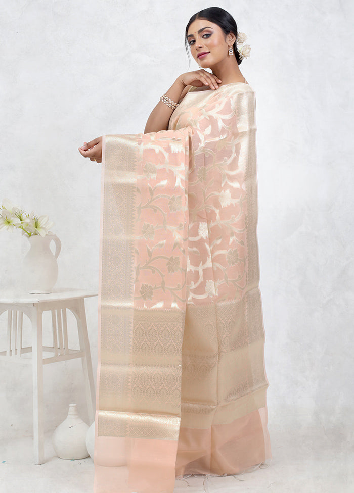 Pink Kora Silk Saree Without Blouse Piece - Indian Silk House Agencies