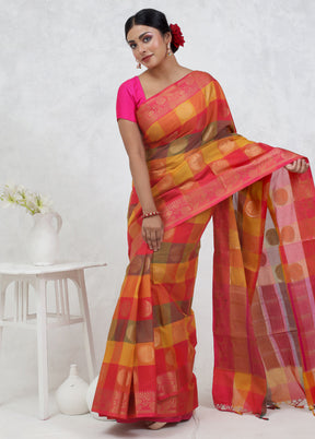 Yellow Kora Silk Saree Without Blouse Piece - Indian Silk House Agencies