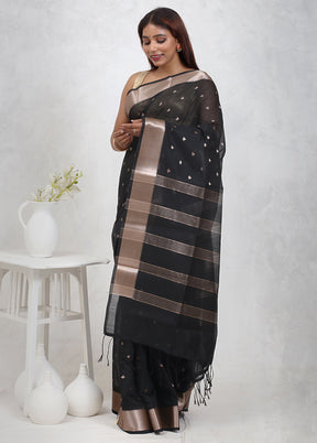 Black Cotton Saree Without Blouse Piece - Indian Silk House Agencies