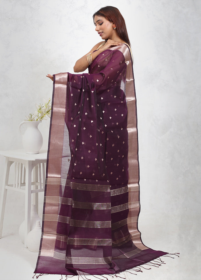 Purple Cotton Saree Without Blouse Piece - Indian Silk House Agencies