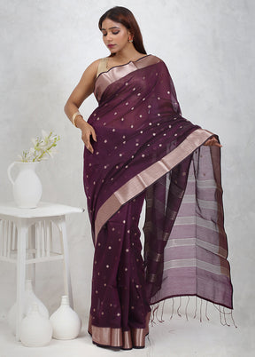 Purple Cotton Saree Without Blouse Piece - Indian Silk House Agencies