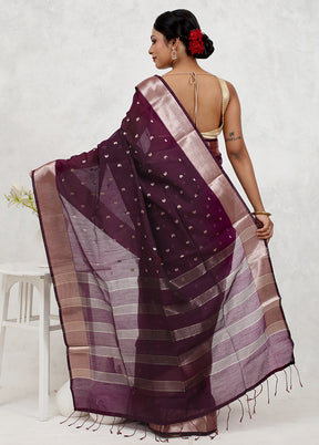 Purple Cotton Saree Without Blouse Piece - Indian Silk House Agencies