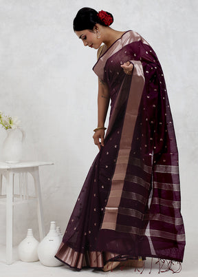 Purple Cotton Saree Without Blouse Piece - Indian Silk House Agencies