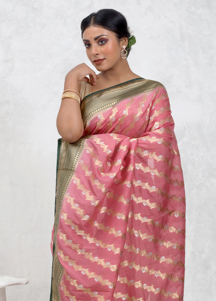 Pink Georgette Saree Without Blouse Piece