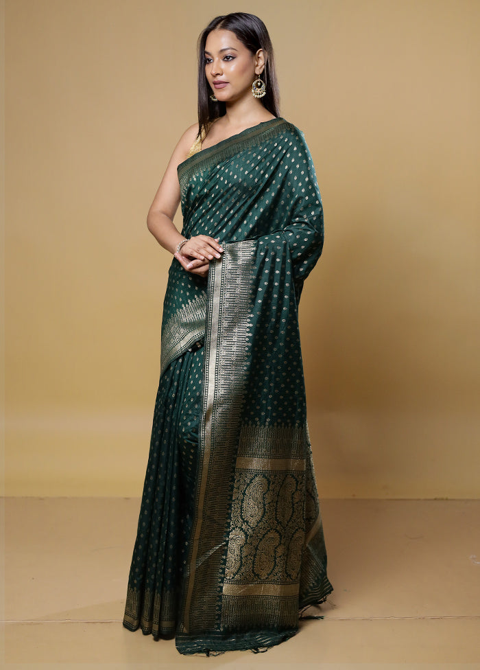 Green Dupion Silk Saree With Blouse Piece