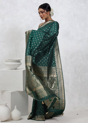 Green Dupion Silk Saree With Blouse Piece - Indian Silk House Agencies