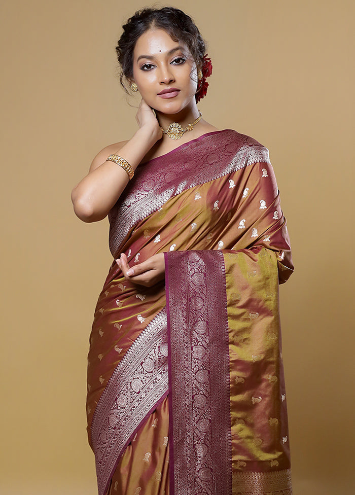 Purple Dupion Silk Saree With Blouse Piece