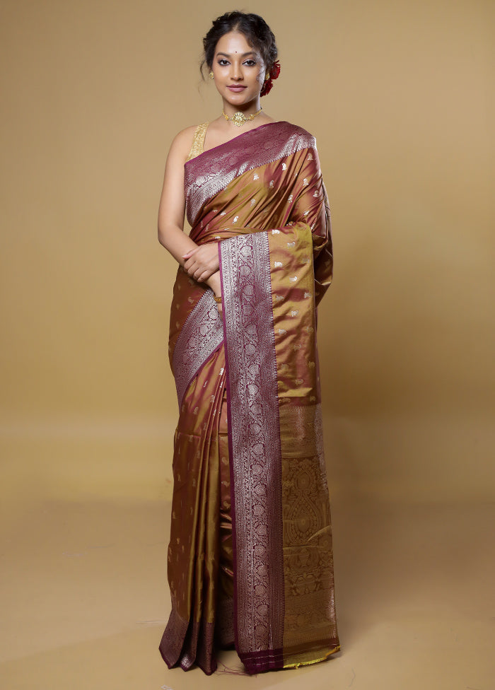 Purple Dupion Silk Saree With Blouse Piece