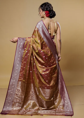 Purple Dupion Silk Saree With Blouse Piece