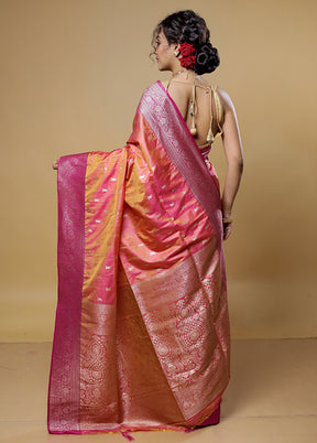 Pink Dupion Silk Saree With Blouse Piece