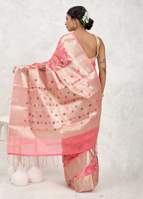 Pink Kora Silk Saree Without Blouse Piece - Indian Silk House Agencies