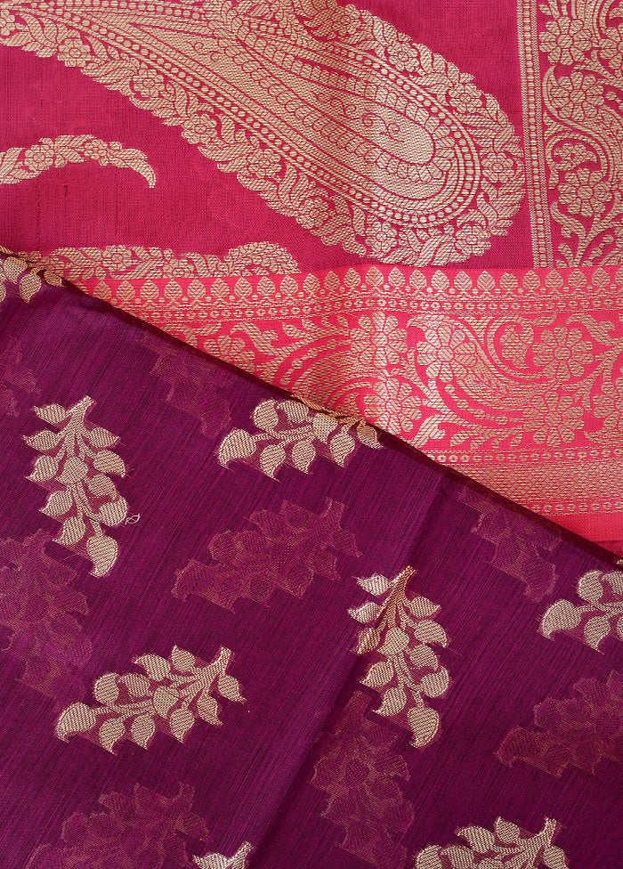 Purple Kora Silk Saree Without Blouse Piece