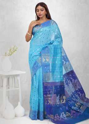 Blue Cotton Saree Without Blouse Piece - Indian Silk House Agencies