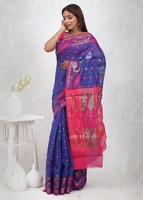 Blue Cotton Saree Without Blouse Piece - Indian Silk House Agencies