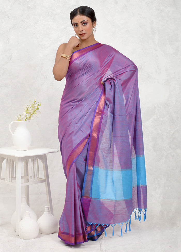 Purple Dupion Silk Saree Without Blouse Piece