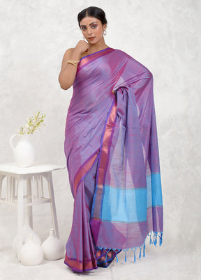 Purple Dupion Silk Saree Without Blouse Piece - Indian Silk House Agencies