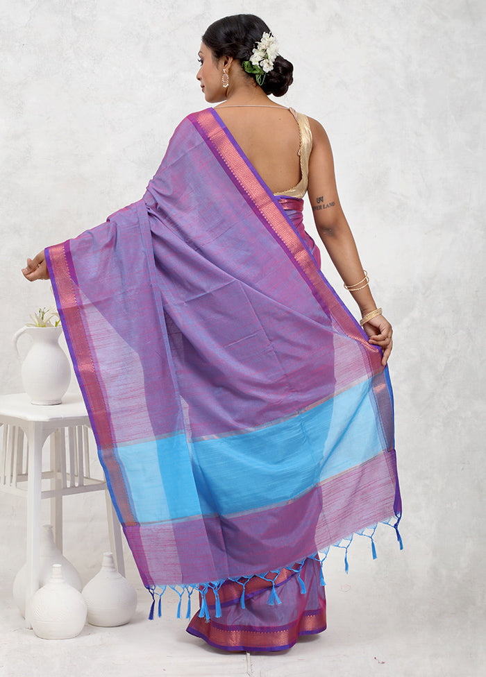 Purple Dupion Silk Saree Without Blouse Piece - Indian Silk House Agencies