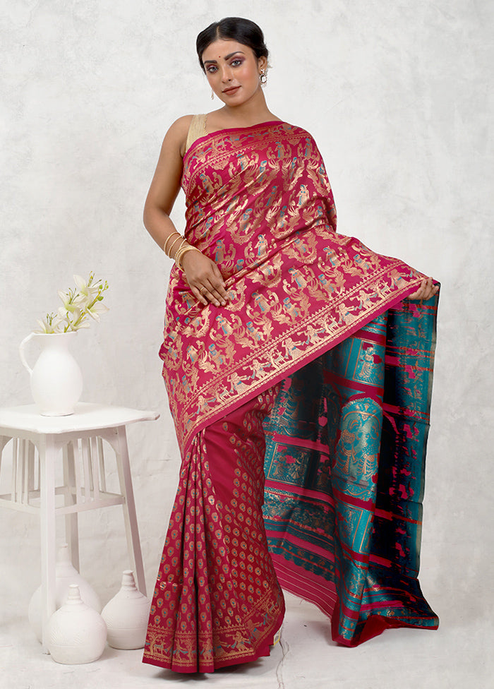 Pink Baluchari Silk Saree Without Blouse Piece - Indian Silk House Agencies