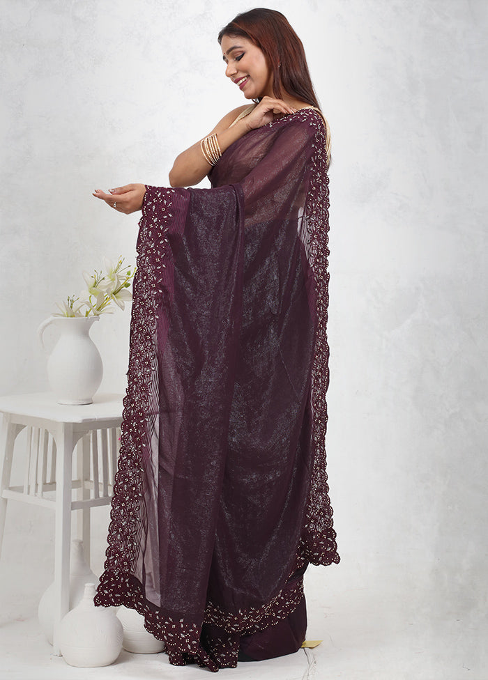 Purple Chiffon Silk Saree Without Blouse Piece - Indian Silk House Agencies