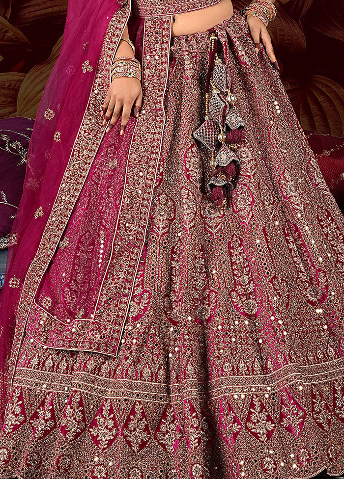 3 Pc Rani Velvet Semi Stitched Lehenga Set - Indian Silk House Agencies