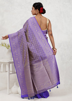 Purple Dupion Silk Saree Without Blouse Piece - Indian Silk House Agencies