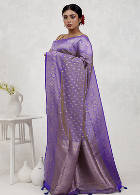 Purple Dupion Silk Saree Without Blouse Piece - Indian Silk House Agencies