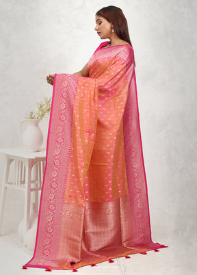 Pink Dupion Silk Saree Without Blouse Piece - Indian Silk House Agencies