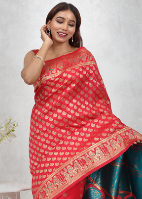 Red Baluchari Silk Saree Without Blouse Piece - Indian Silk House Agencies