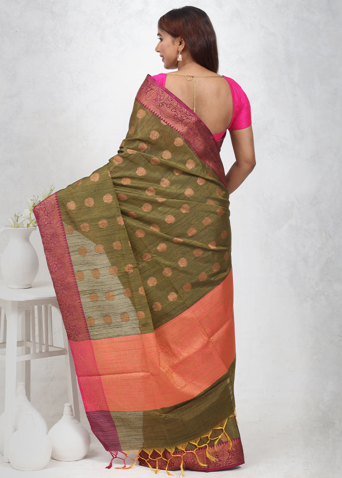 Green Cotton Saree Without Blouse Piece - Indian Silk House Agencies