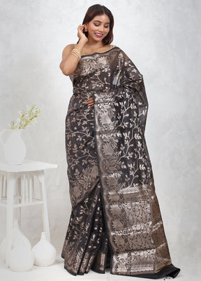 Black Cotton Saree Without Blouse Piece - Indian Silk House Agencies