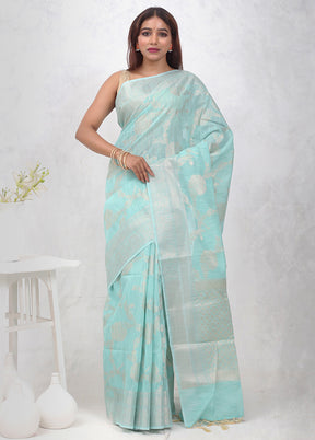 Green Kora Silk Saree Without Blouse Piece - Indian Silk House Agencies