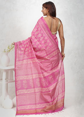 Purple Chanderi Cotton Saree Without Blouse Piece - Indian Silk House Agencies