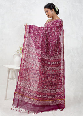 Pink Chanderi Cotton Saree Without Blouse Piece - Indian Silk House Agencies