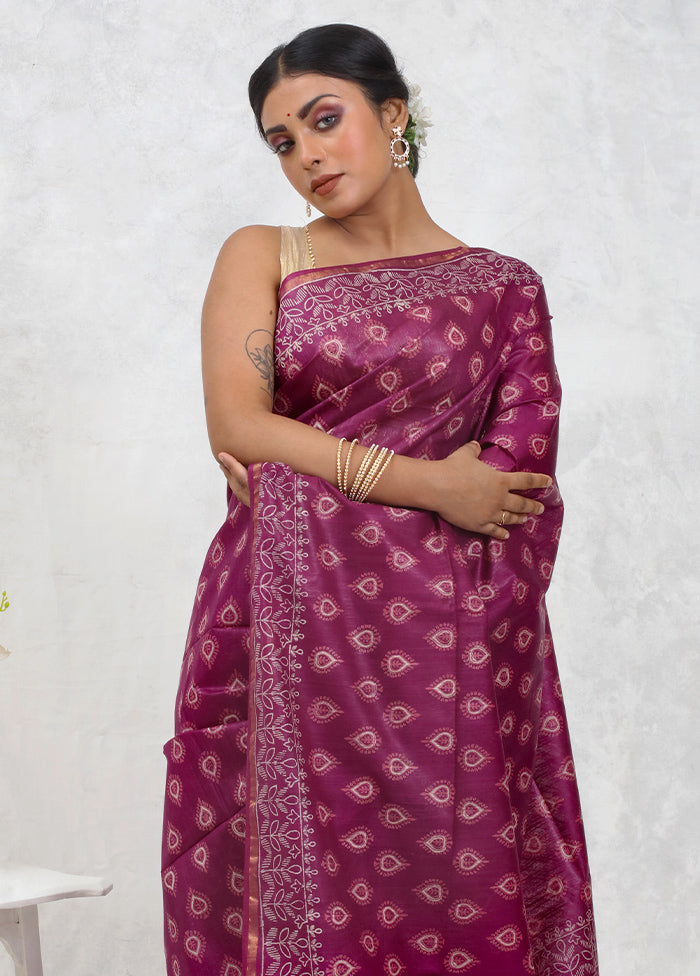 Pink Chanderi Cotton Saree Without Blouse Piece