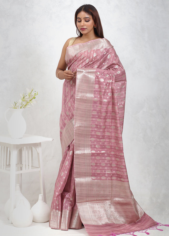 Pink Kora Silk Saree Without Blouse Piece - Indian Silk House Agencies